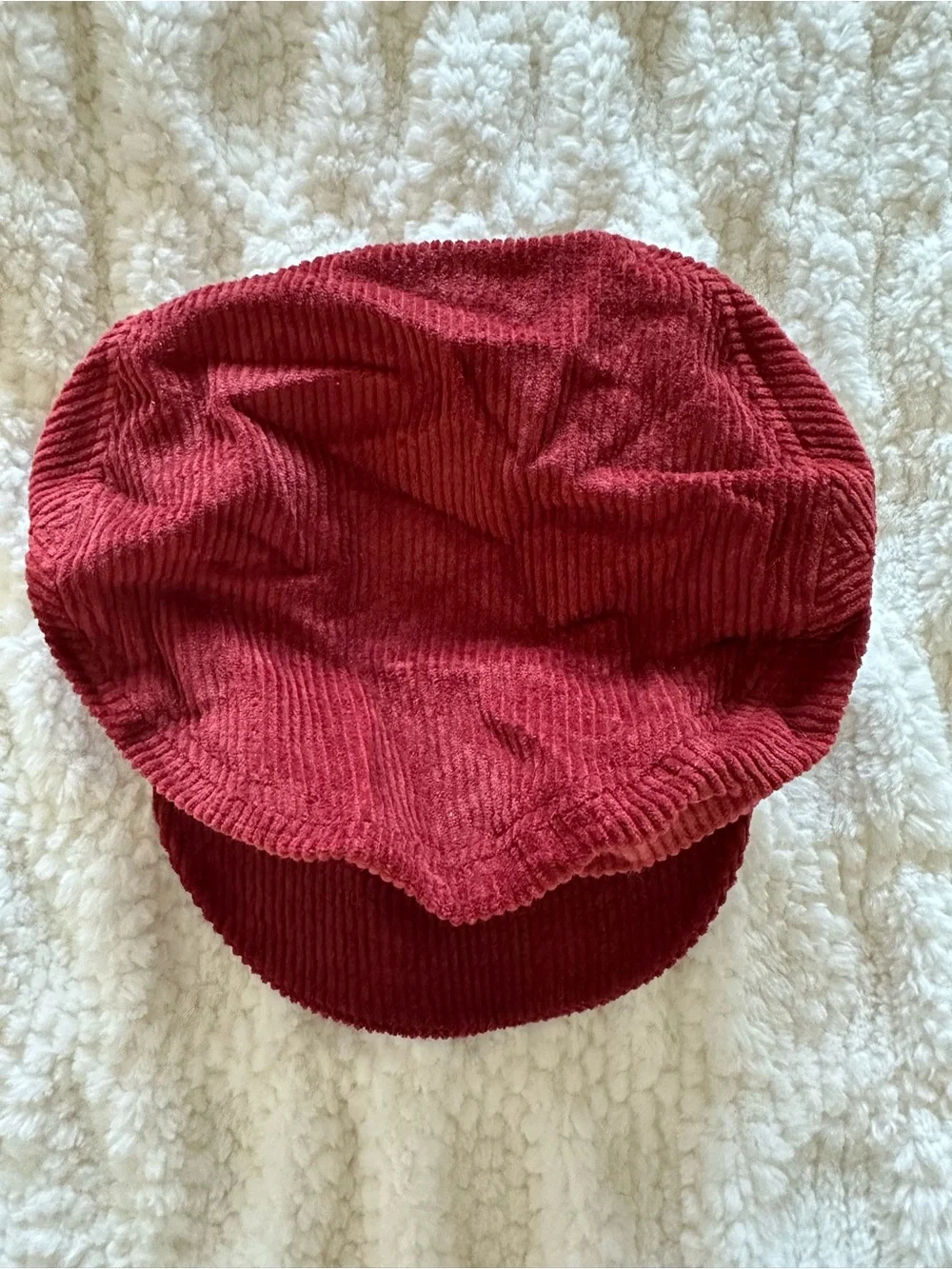 Free People Corduroy Baker Boy Hat in Wine Red